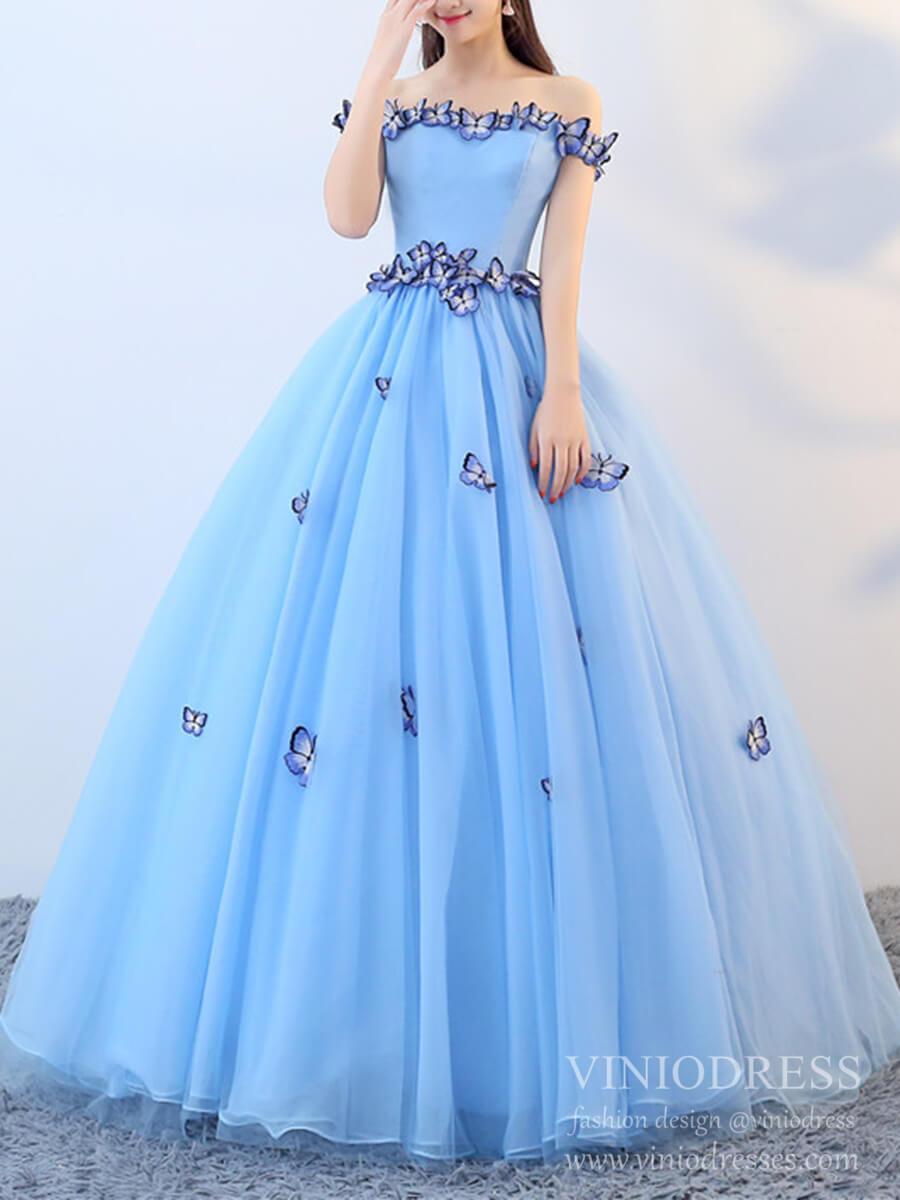 Light Blue Butterfly Quinceanera Dress ...